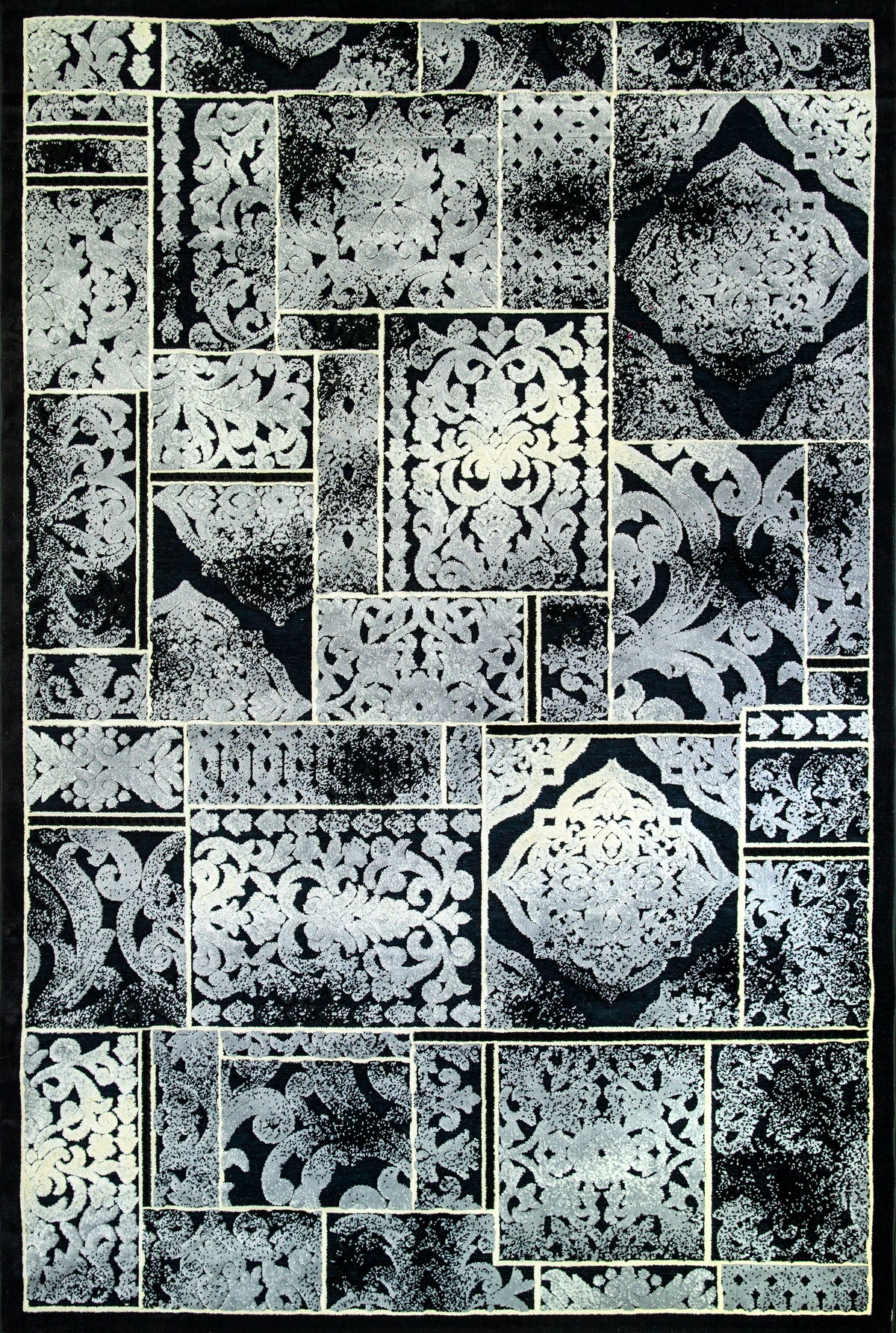 Isfahan 440 Black A silk modern design rug with traditional know how ...